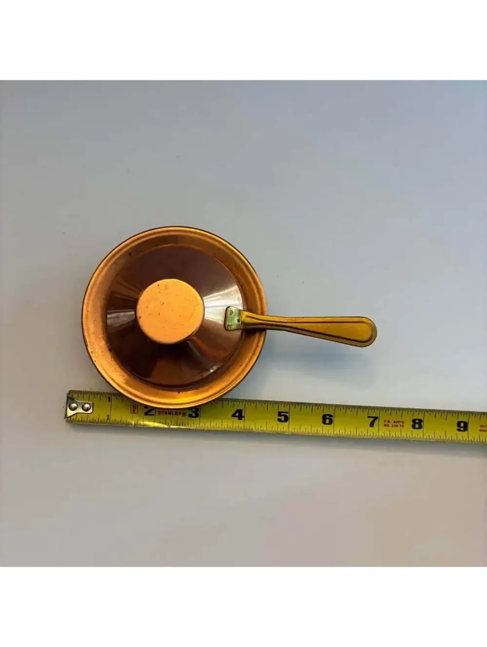 Vintage Copper Brass Chafing Dish Fondue Alcohol Fuel Burner w Snuffer Cover